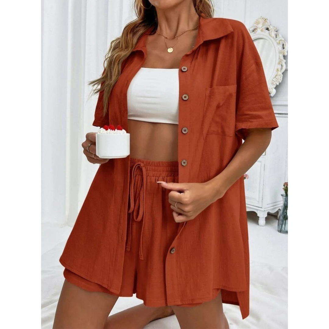 Kristine | Casual Summer  Button-Down Lounge Set