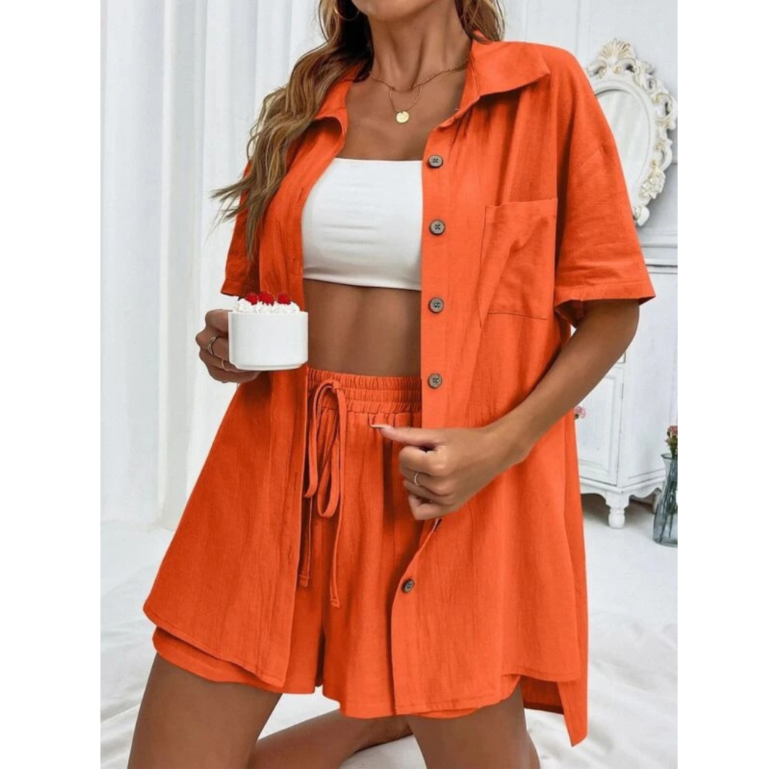Kristine | Casual Summer  Button-Down Lounge Set