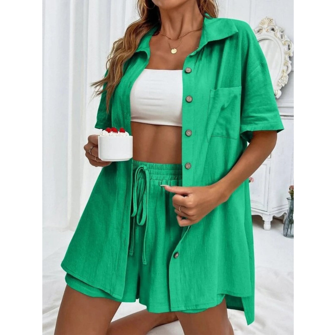 Kristine | Casual Summer  Button-Down Lounge Set