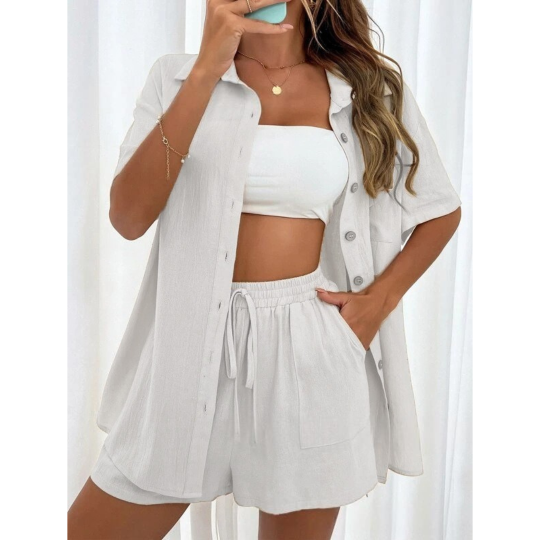 Kristine | Casual Summer  Button-Down Lounge Set