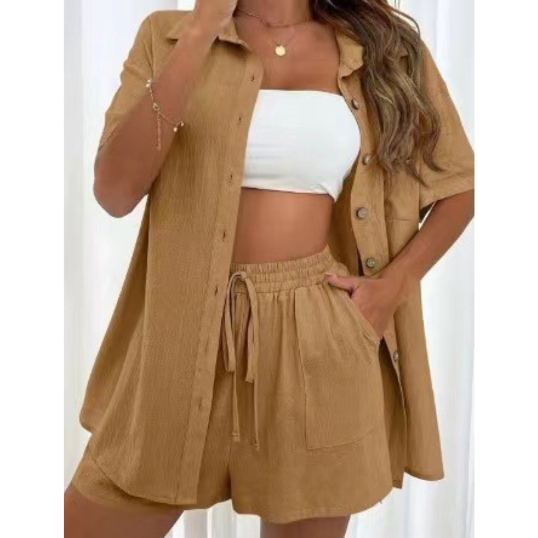 Kristine | Casual Summer  Button-Down Lounge Set