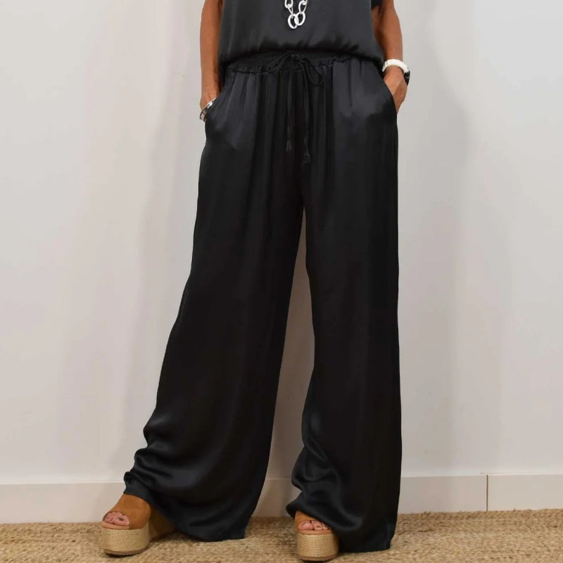 Rita Elegant Two-Piece Set | Flowing Blouse and Wide-Leg Pants
