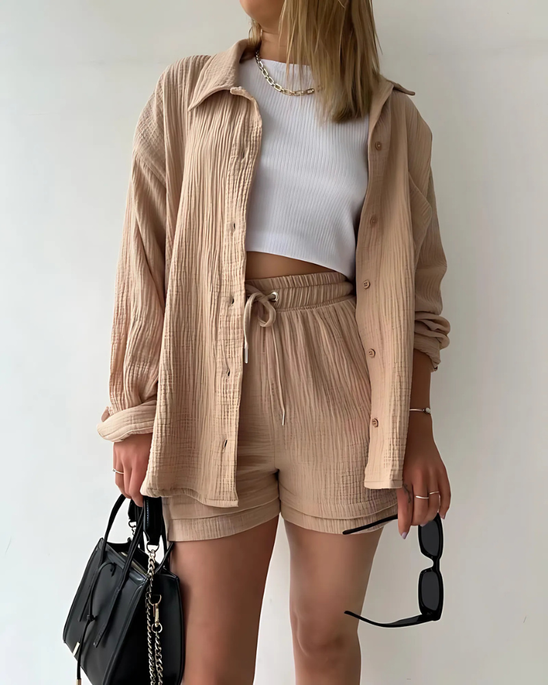 Vera | Modern Button-Up Shorts Set