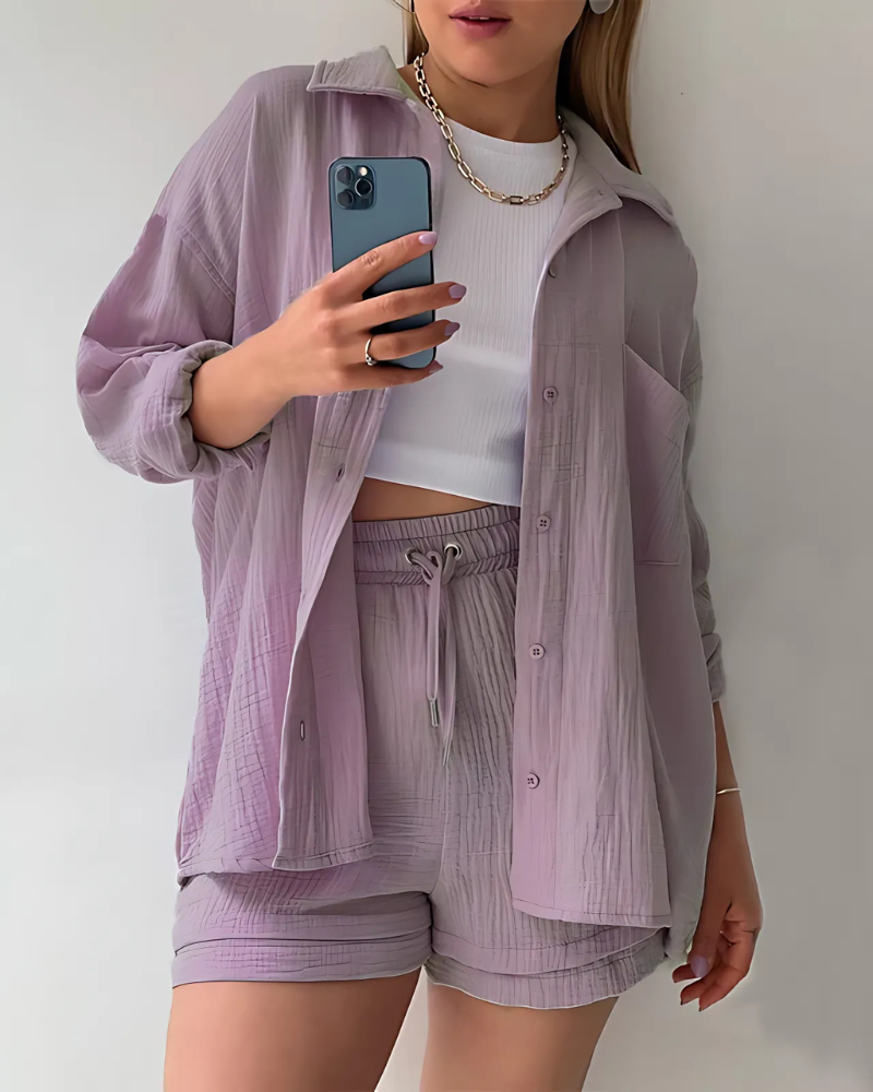 Vera | Modern Button-Up Shorts Set