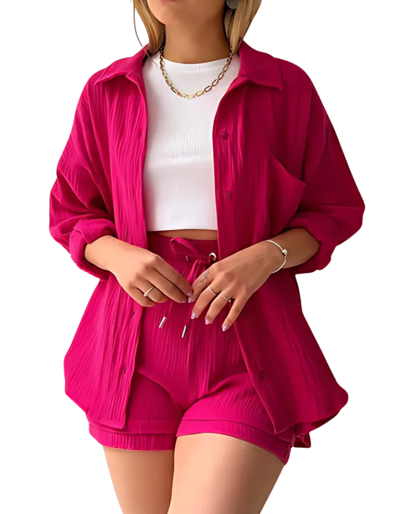 Vera | Modern Button-Up Shorts Set