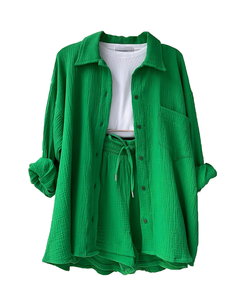 Vera | Modern Button-Up Shorts Set
