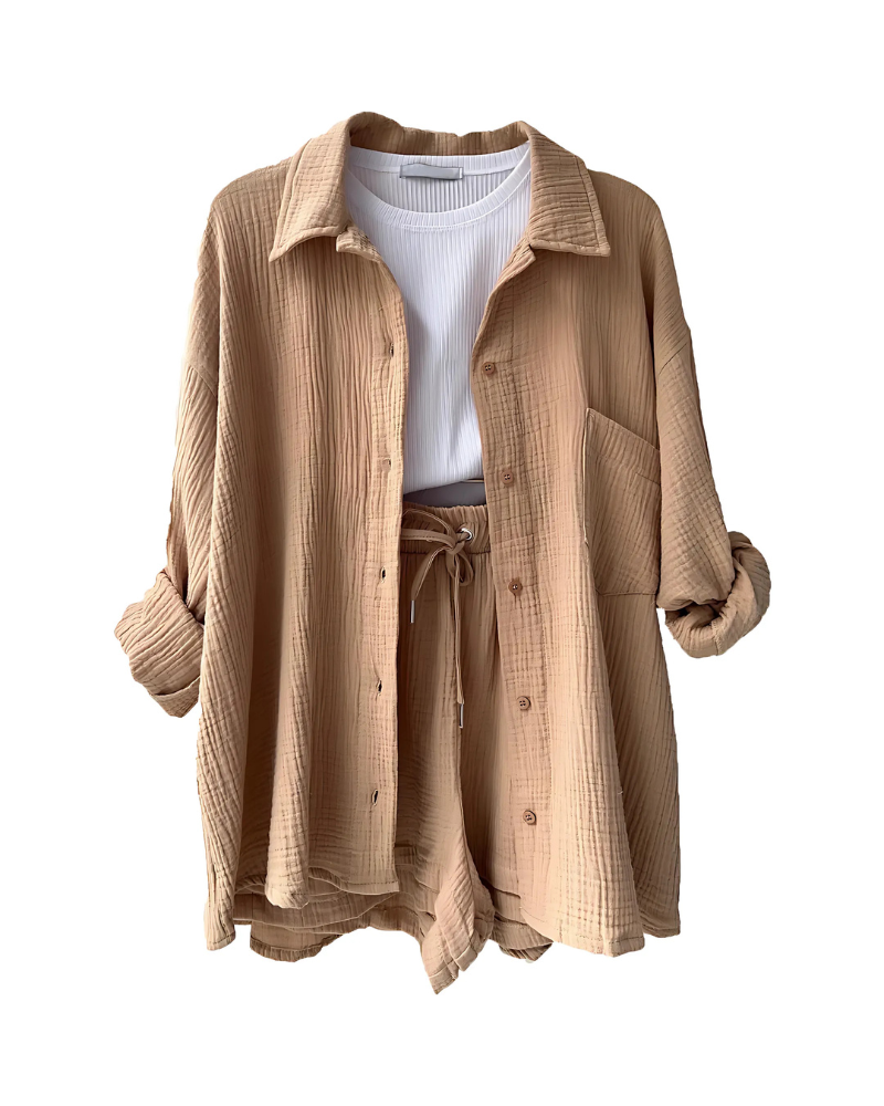 Vera | Modern Button-Up Shorts Set