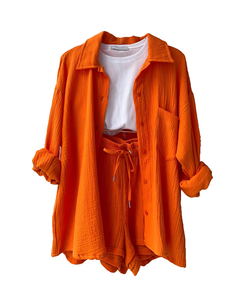 Vera | Modern Button-Up Shorts Set