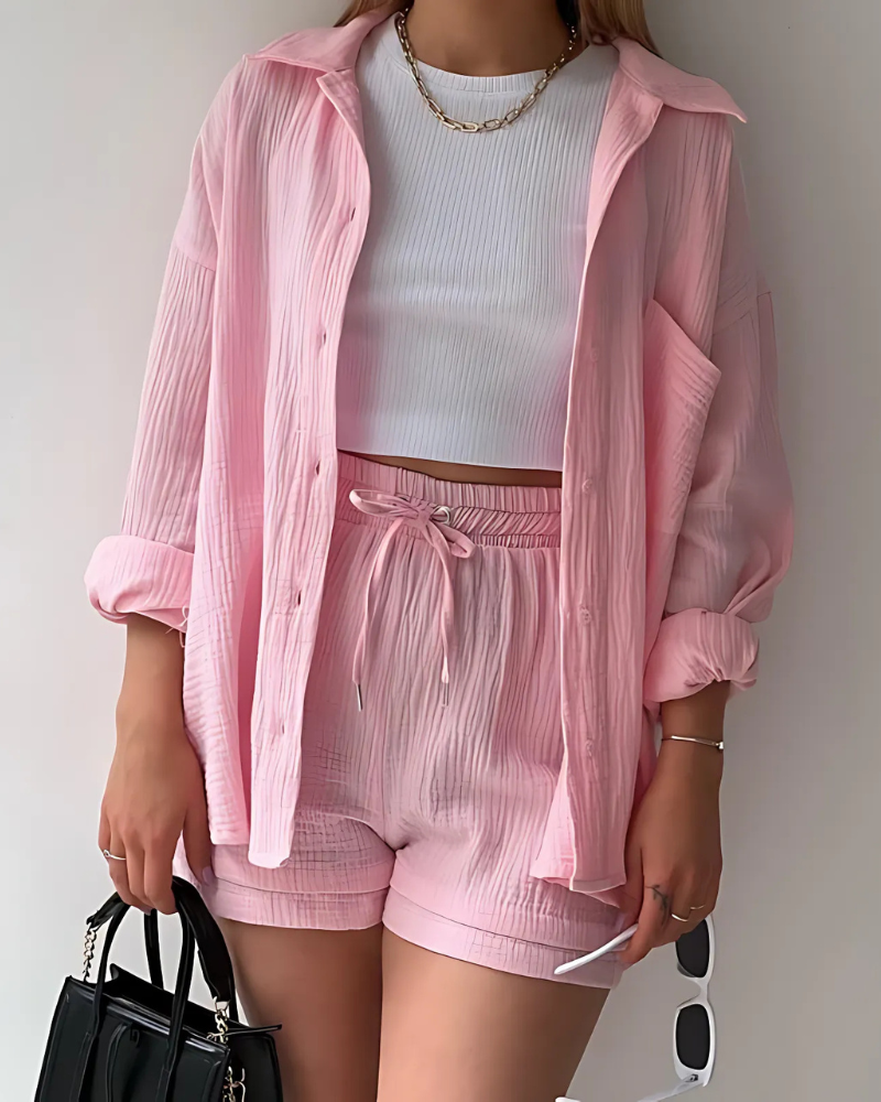 Vera | Modern Button-Up Shorts Set
