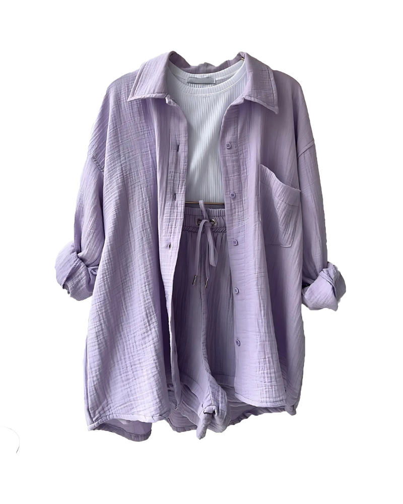 Vera | Modern Button-Up Shorts Set