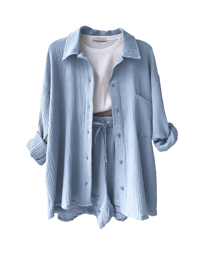 Vera | Modern Button-Up Shorts Set