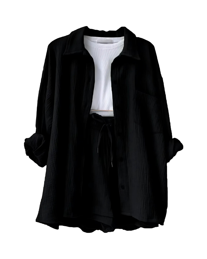 Vera | Modern Button-Up Shorts Set
