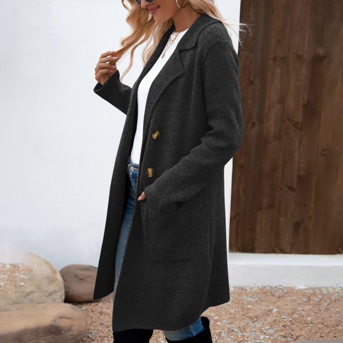Zaheka | Casual Long Sleeve Mid Length Coat