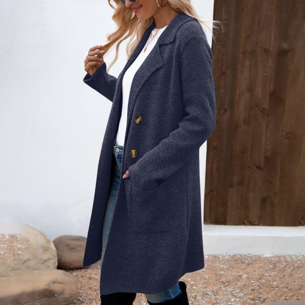 Zaheka | Casual Long Sleeve Mid Length Coat