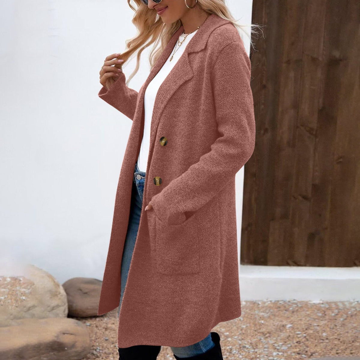Zaheka | Casual Long Sleeve Mid Length Coat