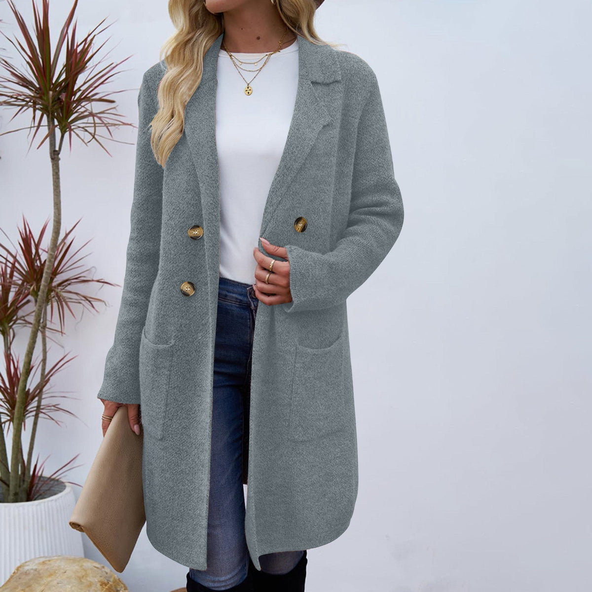 Zaheka | Casual Long Sleeve Mid Length Coat