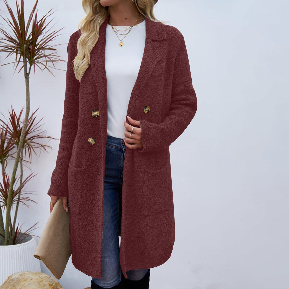 Zaheka | Casual Long Sleeve Mid Length Coat